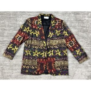 Vintage Danielle B Blazer Womens Medium Multicolor Floral One Button Made in‎ US